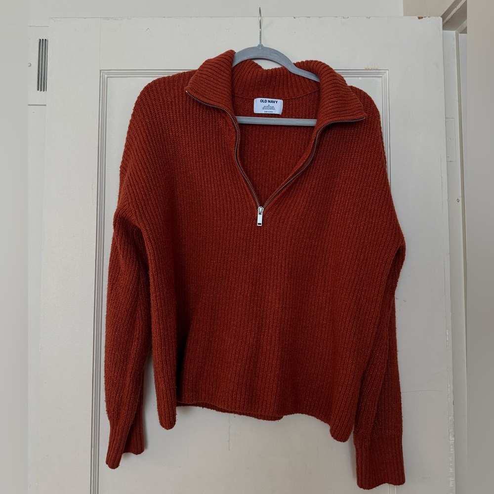Rust quarter zip sweater